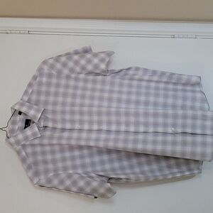 Hart Schaffner Marx Men's Plaid Short Sleeve Shirt Size XL Gray, Tan and White